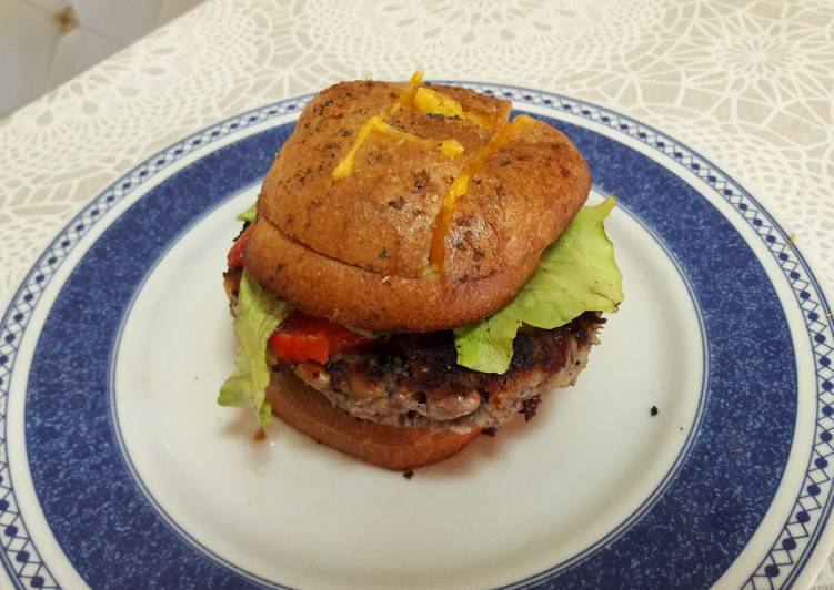 Hamburguesa con pan de ajo sin gluten y vegana
🍔