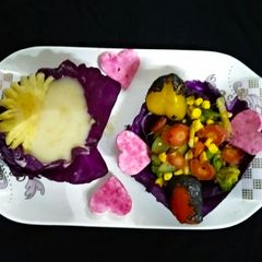 A picture of Mix Veg Sabzi with Coconut Pineapple Curry.