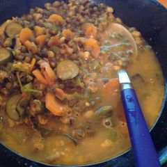 A picture of Ndengu, courgette and carrot stew.