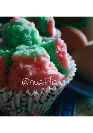Foto resep 3. Bolu Kukus Pandan-stoberi (Hijau-Pink) Merekah Sempurna