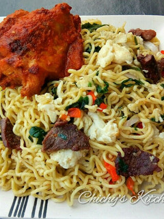 A picture of Noodles & beef suya stir fry.