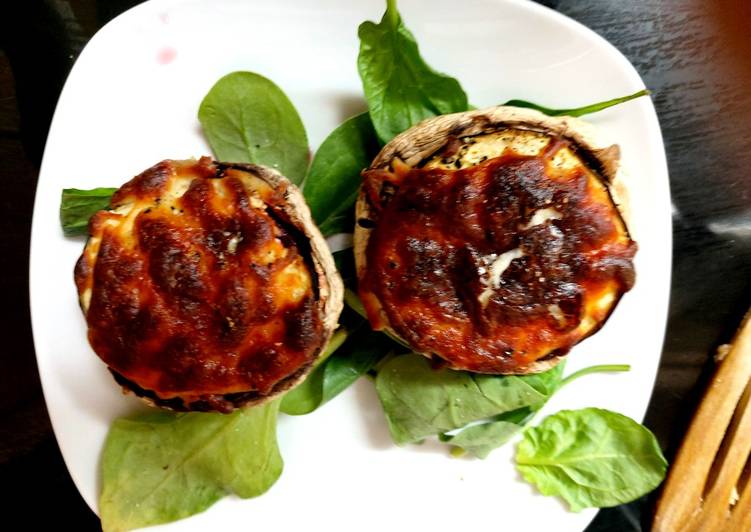 Step-by-Step Guide to Prepare Quick My Aubergine, Beetroot + mozzarella Stuffed Mushrooms 😗