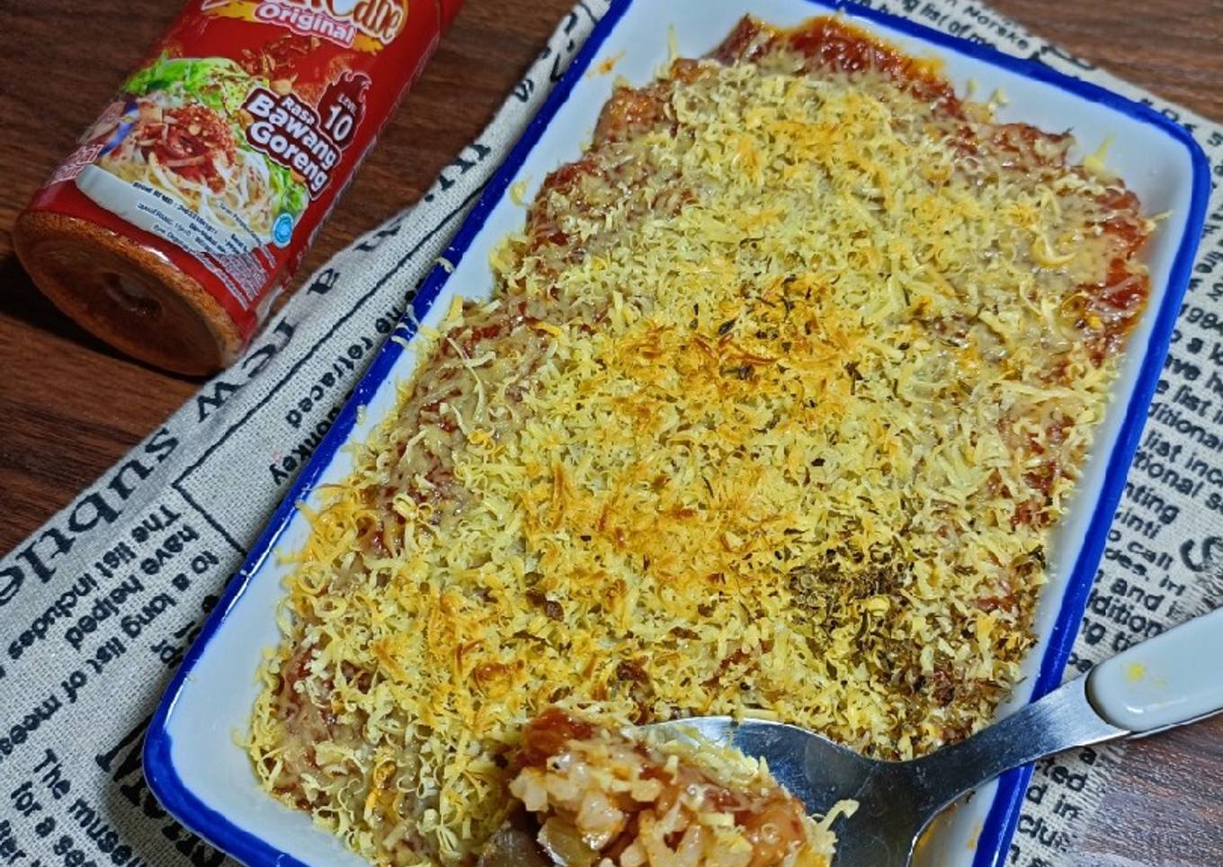 Spicy Cheese Bolognese Baked Rice