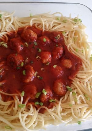 A picture of Meat balls in tomatoes sauce.