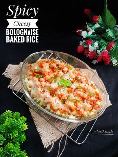 Foto resep Spicy Cheesy Bolognaise Baked Rice