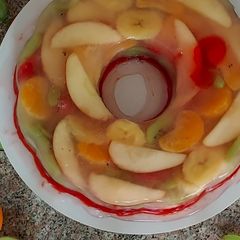 A picture of Fruit Jello Cake.