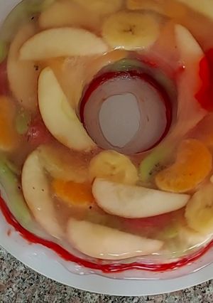 A picture of Fruit Jello Cake.