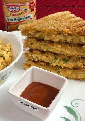 A picture of Tandoori Mayo Paneer Grilled Sandwich.