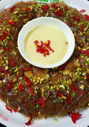 A picture of Pistachio dry fruit rose cake.