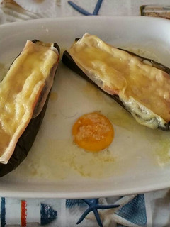 Foto principal de Berenjenas al micro con pavo y queso y huevo