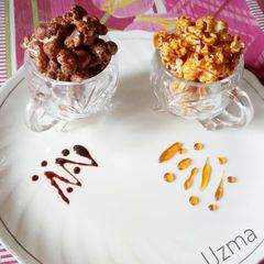 A picture of Chocolate and Caramel popcorns.