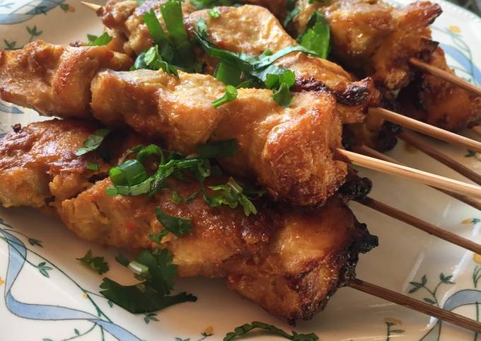 Chicken Satay in Spicy Peanut Butter and Coconut Sauce
