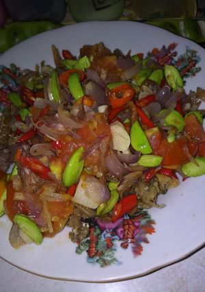 Foto resep Teri tepung tumis bawang cabe rawit petai