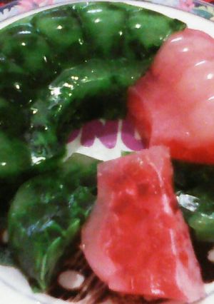 Foto resep Puding Santan Pandan Strawberry