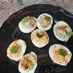 Dressed or Stuffed Eggs in 3 ways A picture of Dressed or Stuffed Eggs in 3 ways.