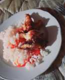 Alitas de pollo fritas con arroz y tomate 🍅 🤤