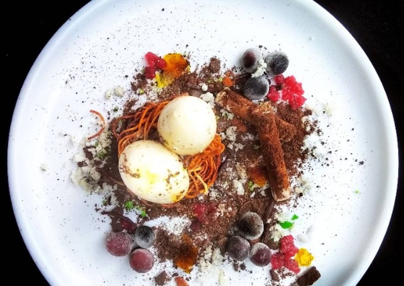 The edible bird's nest representing coconut milk pudding: