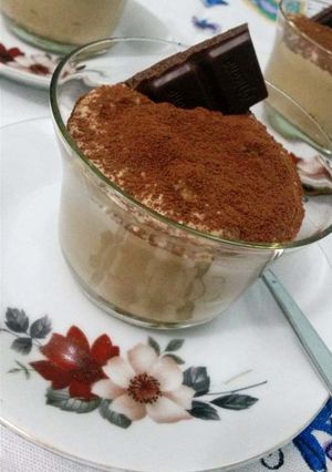 O poză a rețetei Desert cremos cu cafea ness si mascarpone la pahar.