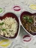 Chhole with zeera rice#valentinespecial#mealfortwo