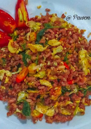 Foto resep Nasi merah goreng pedas