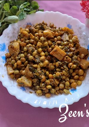 A picture of Green Pigeon Peas Aloo and Methi Sabzi.