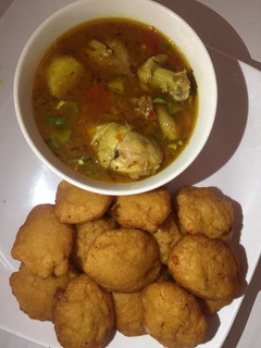 A picture of Chicken peppersoup& Kosai.