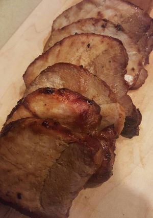 A picture of Pork roast apple mustard glaze.