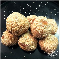 Til Coconut with dryfruits Laddu A picture of Til Coconut with dryfruits Laddu.