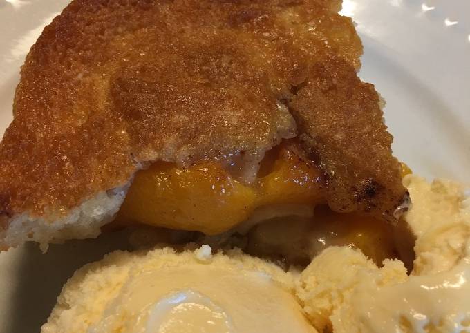 Steps to Prepare Favorite Peach Cobbler with BlueBell Homemade Vanilla Ice Cream