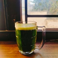 A picture of Spinach Cucumber Green juice 😋Palak Cucumber Juice for Glowing Skin / Hair care 😘.