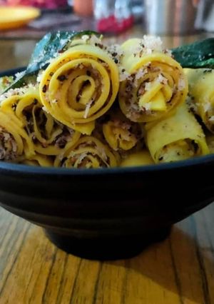 A picture of Khandvi recipe.