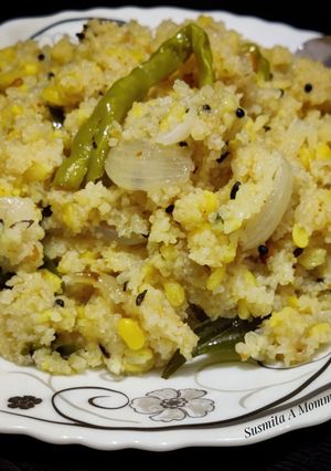A picture of Arisi upma (rice rava upma).