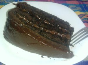 Una foto de Pastel de triple chocolate