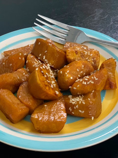 Hình của món Khoai lang nhào mật ong 🍯.