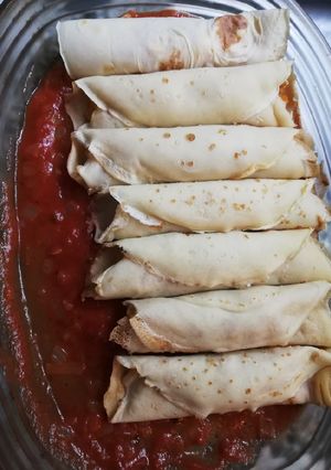 Una foto de Canelones de pollo y calabaza 🎃