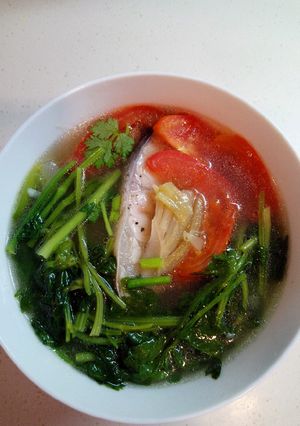 Hình của món Cá ba sa nấu ngót.