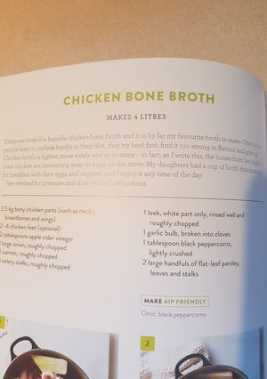 A picture of Pete Evans Chicken Bone Broth.