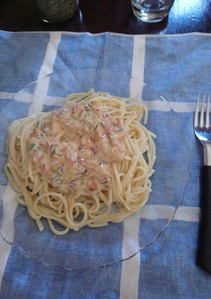 Una foto de Fideos con crema