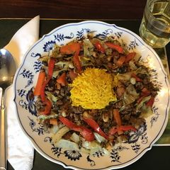 A picture of California Farm Stirfried Ground Beef with Roasted Peanuts.
