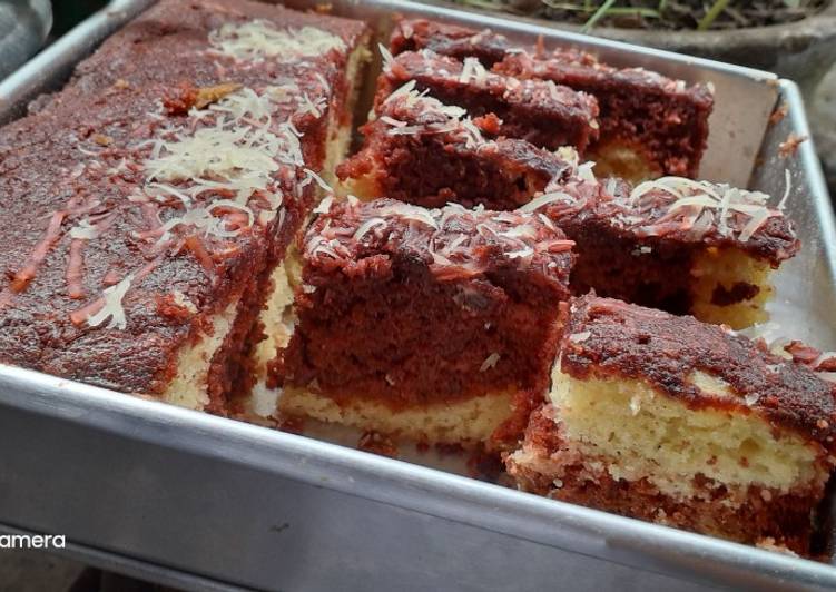 step by step  Bolu tape redvelvet Jadi, Sempurna