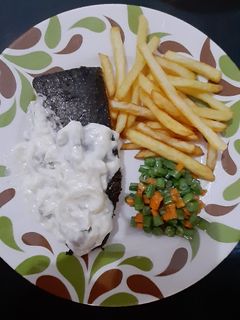 Foto resep Salmon Steak with Creamy Mushroom Sauce