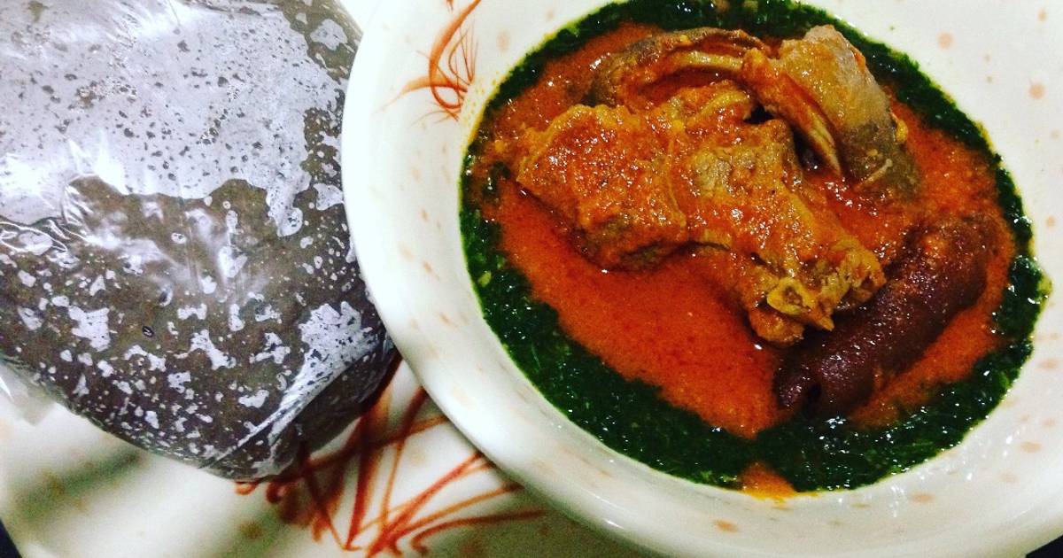 Ewedu and palmoil stew with amala Recipe by Pamela Gwanzuwang - Cookpad