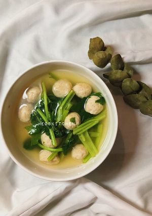 Hình của món Canh cải ngọt nấu chả cá basa viên.