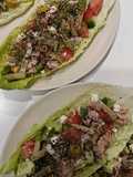 Barquitos de ensalada de pasta de guisantes