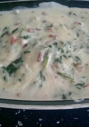 Una foto de Acelgas con bechamel y jamón ibérico