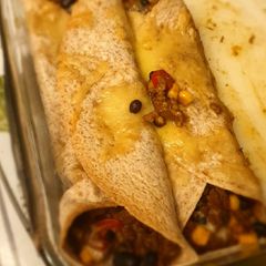 A picture of Beef enchiladas.