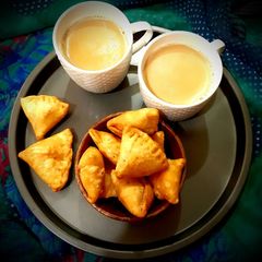 Mini moong dal samosa A picture of Mini moong dal samosa.