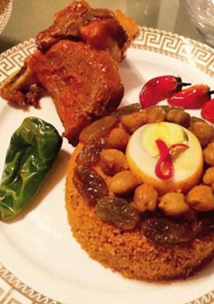 A picture of Tunisian Couscous with Lamb.