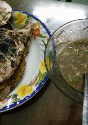 Hình của món Cá Bã Trầu Nướng.