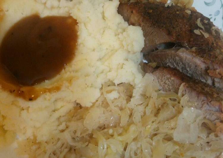 Recipe: Delicious Slow Roasted Pork &amp; Sauerkraut